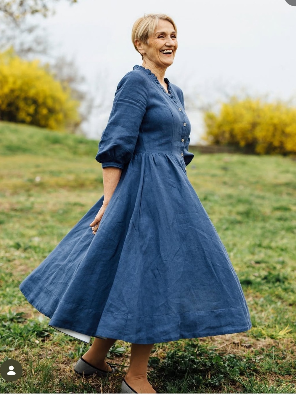 Son De Flor Ophelia Moonlight Blue Linen Dress XXS - Picture 5 of 8